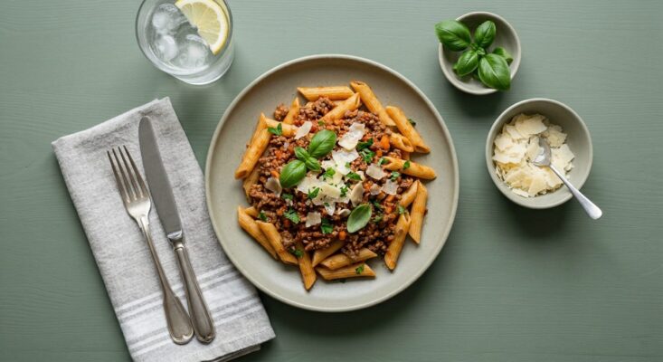 Pasta Bolognese m. parmesan og gulerødder