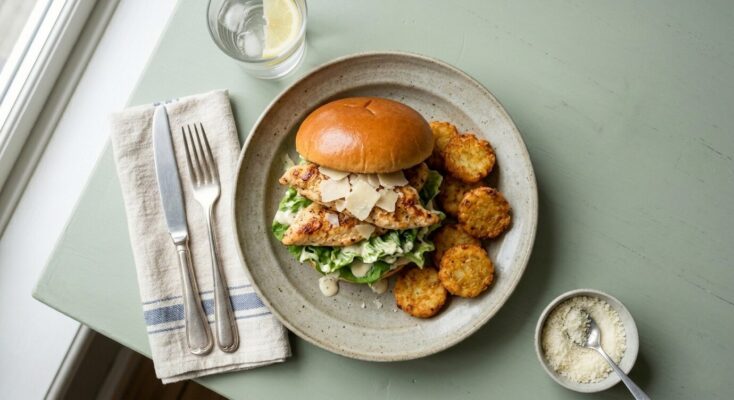 Cæsar burger m. kylling og parmesan