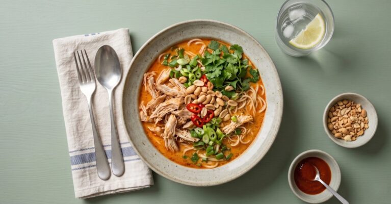 Thai ramen m. nudler og peanuts