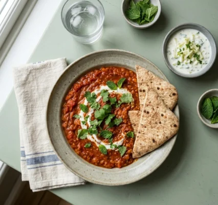 Indisk dahl m. æble/mynte raita og brød