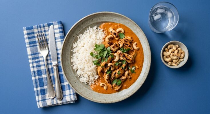 Chicken Tikka masala m. ris og cashewnødder