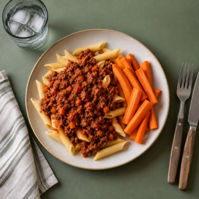 Pasta Bolognese m. gnave gulerødder