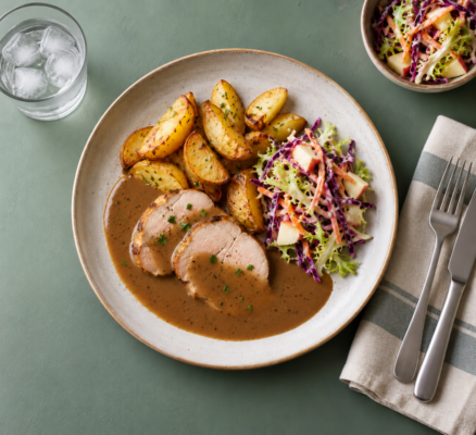 Kamfilet m. svampesauce, kartofler og nordisk æblesalat🥗
